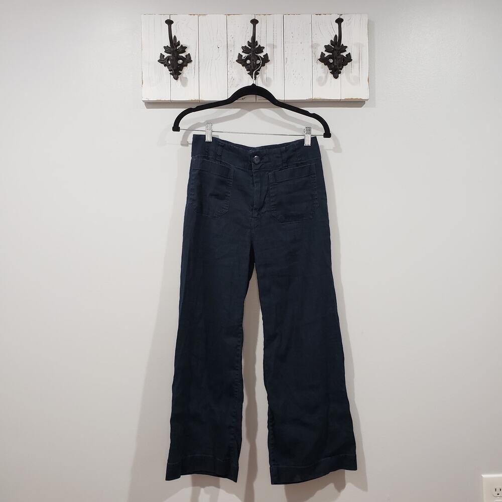 Maeve Colette Cropped Wide Leg Pants Navy Anthropologie Women’s Size 2 EUC